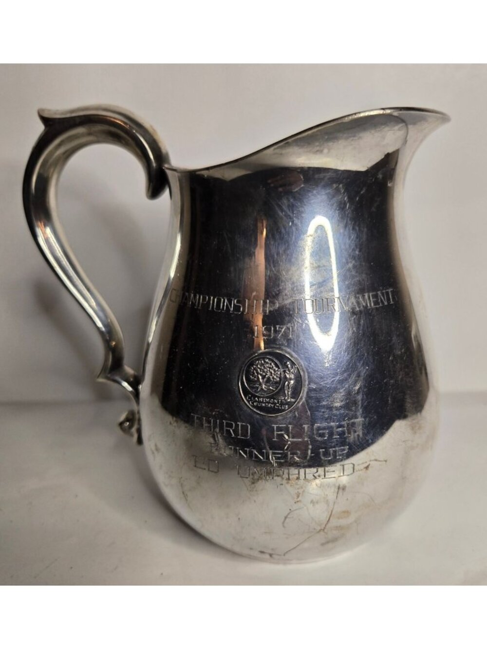 Vintage Reed And Barton Silverplate Personalized Championship Award Pitcher